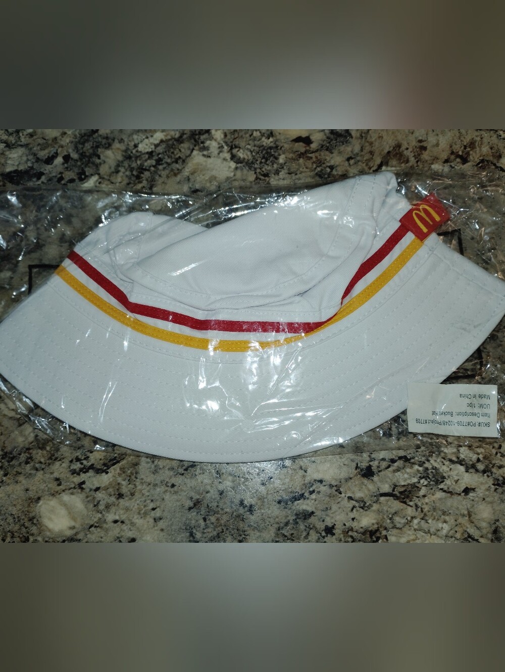 McDonald’s Kids White Bucket Hat with Red and Yellow Trim.new